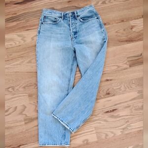 Denim Forum Aritzia Joni Hi-Rise Loose Cropped Jeans Oraganic Cotton Sz 28, EUC